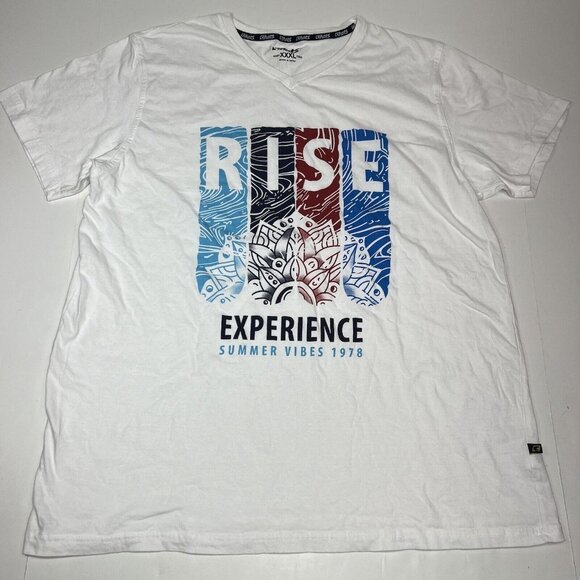 Shots Men T-shirt Men Size XXXL White Short Sleeve V-Neck Rise Summer Vibes 1978 - Picture 1 of 9